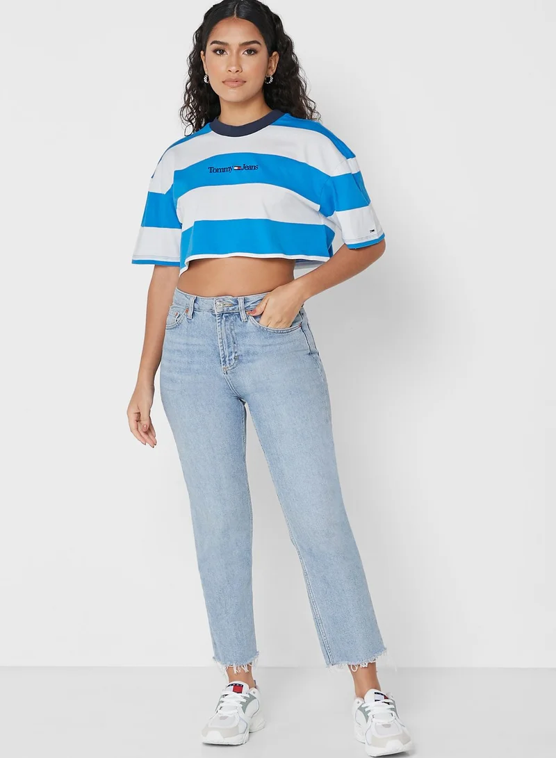 TOMMY JEANS Crew Neck Stripe Detail T-Shirt