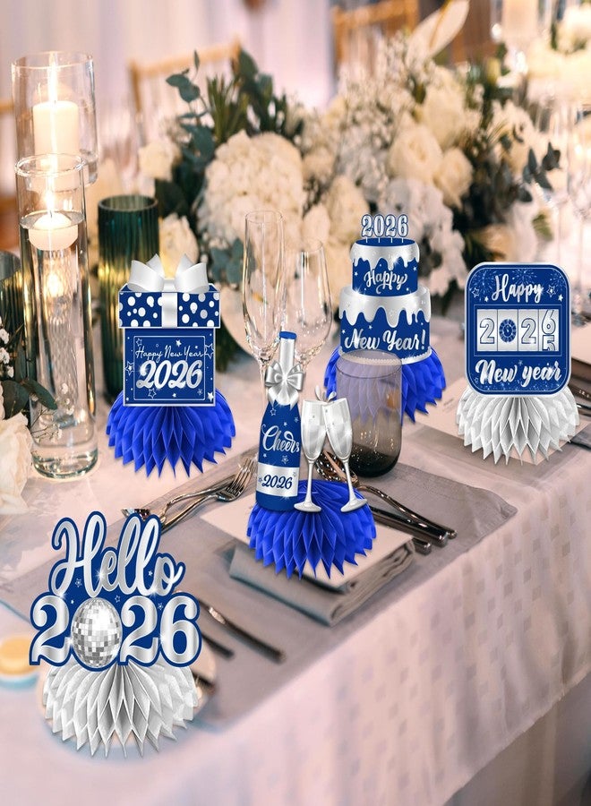 Dydamud New Years Eve Party Supplies 2026, 12PCS Happy New Year Honeycomb Centerpieces Blue Silver New Years Table Centerpieces for NYE Party Supplies, New Years Eve Decorations 2026 - Image 5