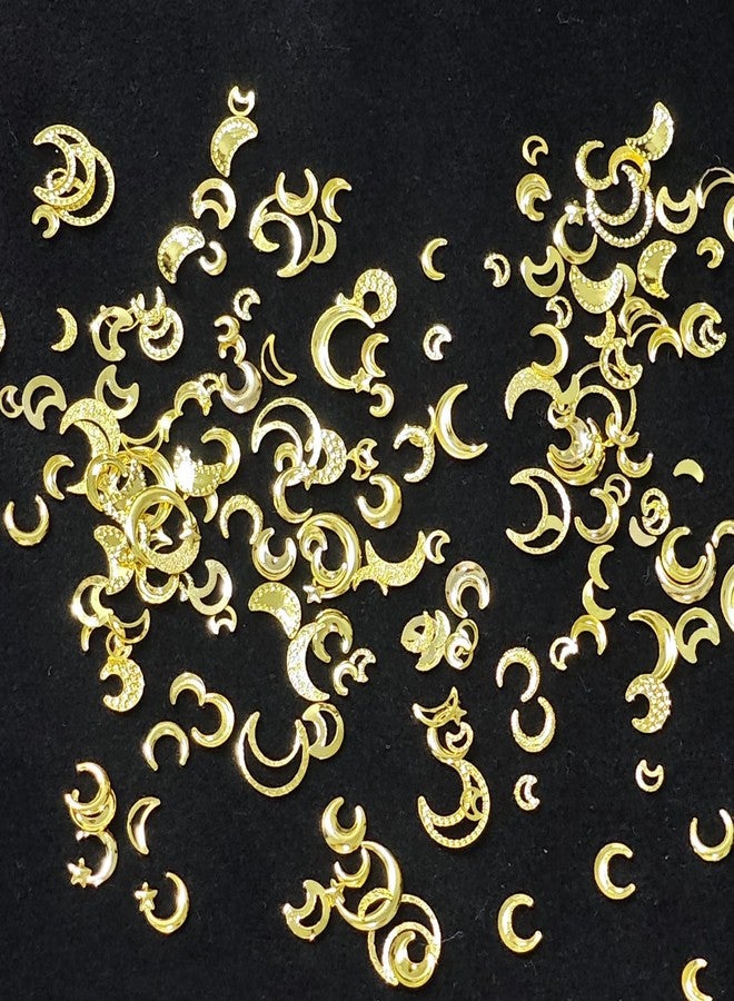 HYWWPFLAY HYWWPFLA Gold Nail Charms 3D Nail Art Studs Mix Size Moon-Shape Moon Nail Art Charms Metal Nail Rivets Stud DIY Manicure Decoration for Nail Art Accessories (Moon) - Image 4