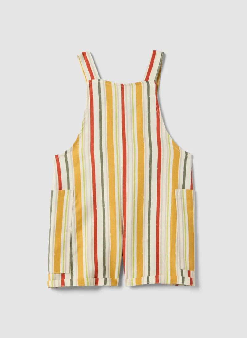 او في اس OVS Multicoloured Striped Viscose Blend Dungarees For Boys With Regular Fit
