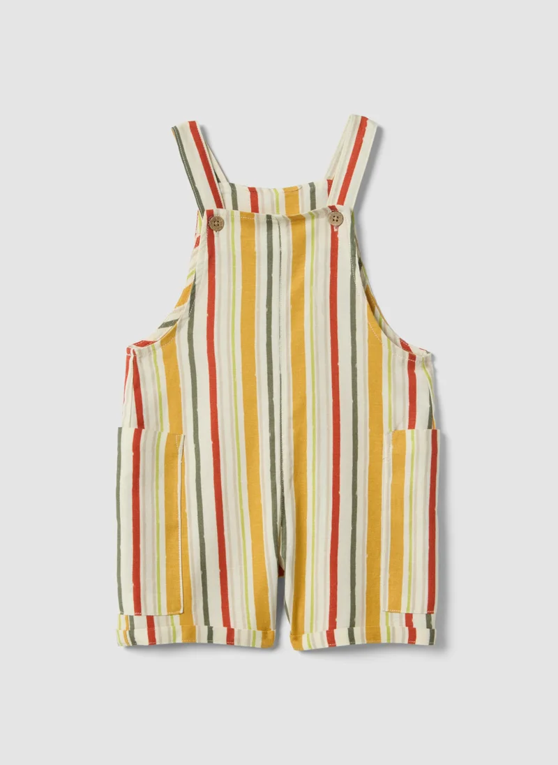 Ovs OVS Multicoloured Striped Viscose Blend Dungarees For Boys With Regular Fit