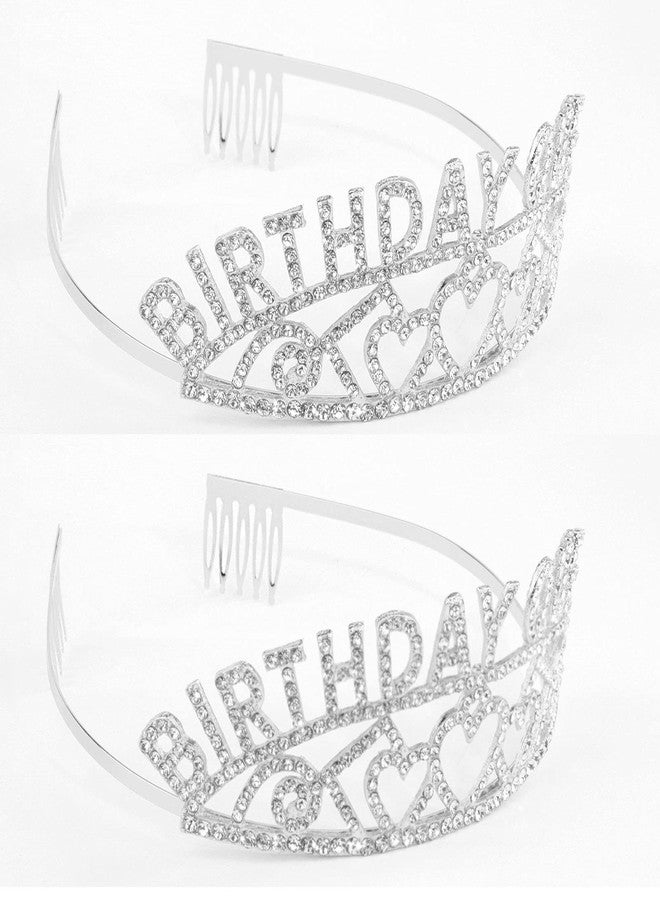 CAVETEE Silver Queen Crown and Sash - Rhinestone Tiara and Sash for Women's Birthday Party Favors - Glitter Decorations (Multi Color Letter) - Image 3