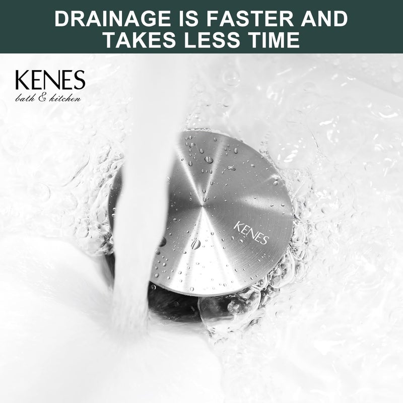 KENES Bathroom Sink Drain Stopper Pop up Sink Drain with Overflow, Brushed Nickel Lavatory Bathroom Vanity Sink Drain Assembly, Built-in Anti-Clogging Strainer - Image 5