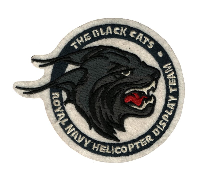 Generic Black Cat Royal Navy Applique Embroidered Sew-on Patch ; Size: 11cm x 9cm for Jackets, Bags, Caps, T-Shirts, Jeans, Pants, Outdoor Clothing ; Imported from Malaysia (1 Piece). (Code: MBX-49d)  - Image 1