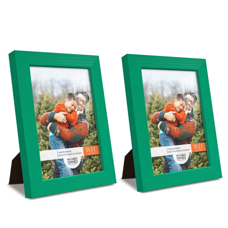 Renditions Gallery 5x7 inch Picture Frame Set of 2 High-end Modern Style  Made of Solid Wood and High Definition Glass Ready for Wall and Tabletop Photo Display  Green Frame - Image 1