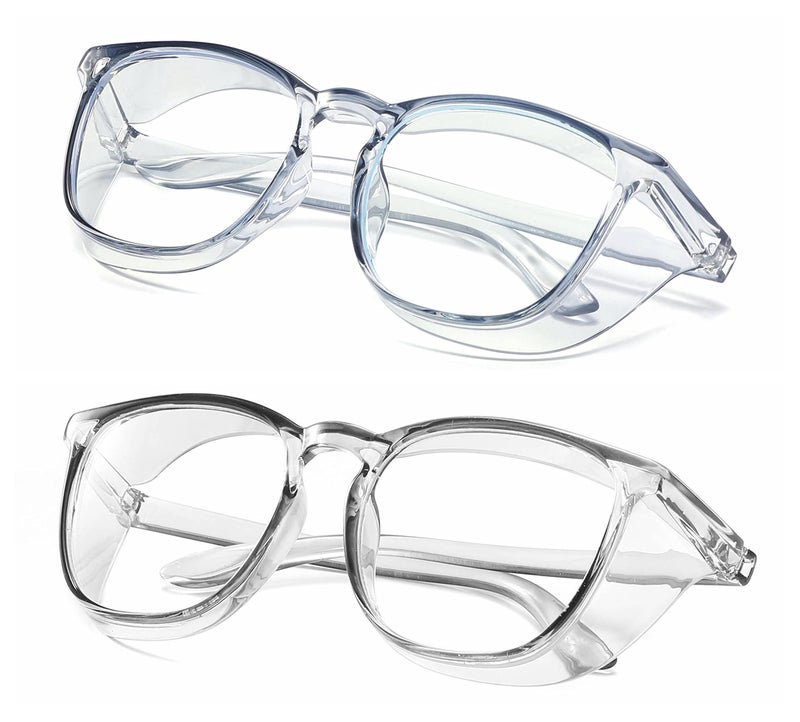 Alsenor Safety Glasses Anti Fog Goggles Protective Eyewear Blue Light Blocking Anti Dust UV Protection Glasses For Men Women (2 Pack (Blue + Grey)) - Image 1