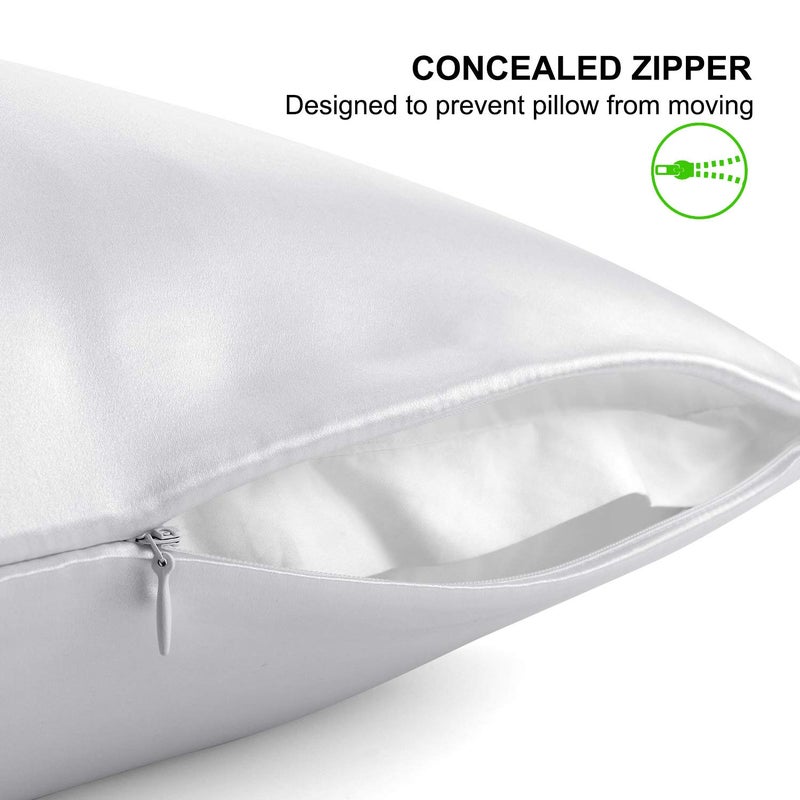 ألاسكا بير دب دب حرير وسادة للشعر ومجموعة الجلد من 2 نقي نقي 22 Momme Mulberry Silk Pillow Cases Size Size for Bliss Betting أفضل من إغلاق ساتين بولي ساتين (2pc الفضة) - Image 3