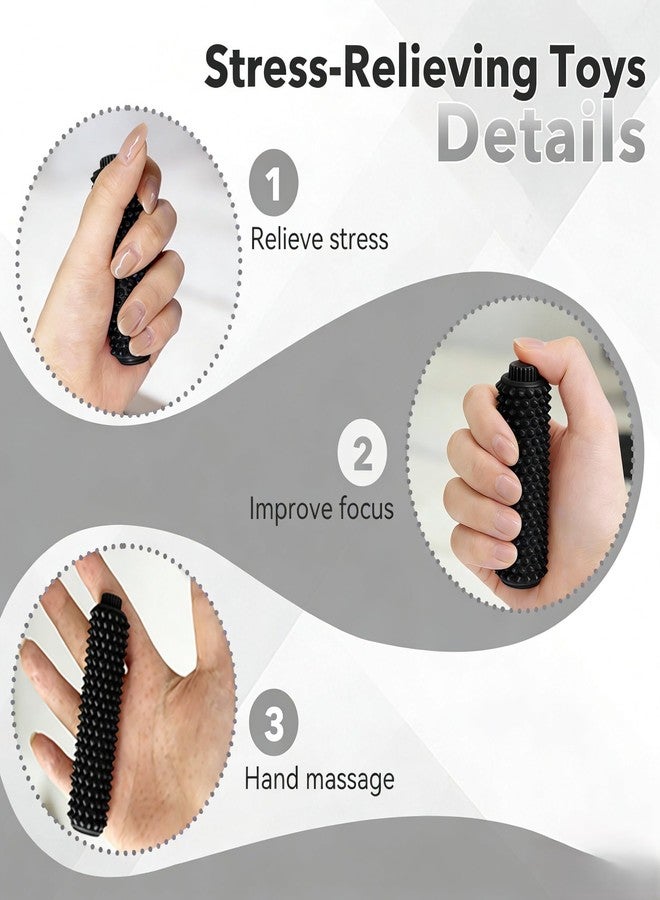 Parawo 2PCS Little Ouchies Pain Stim Fidget,Spiky Sensory Fidget Toys for Adults Anxiety Relief(Black,Grey) - Image 3