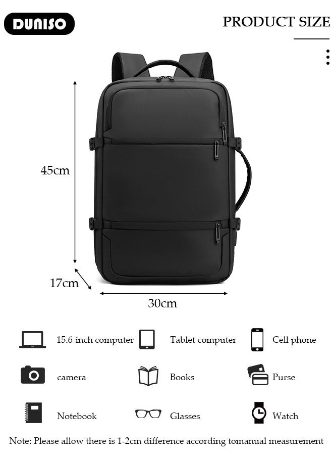 DUNISO Laptop Backpack Business Travel Durable Laptop bag with USB Charging Port Waterproof Fashionable Multifunctional College School Backpack for Men Women Camping Hiking Outdoor Sports Black - Image 4