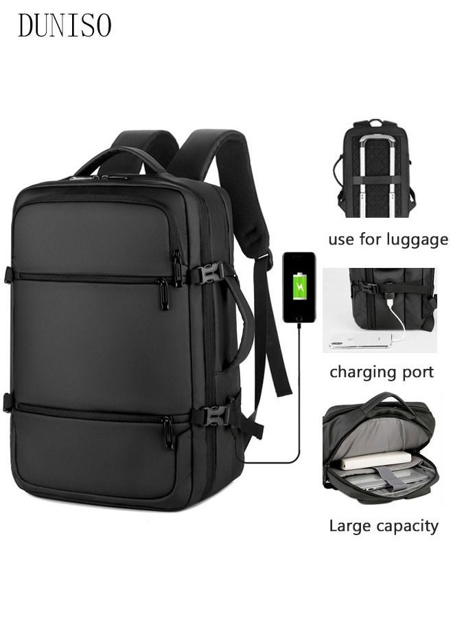 DUNISO Laptop Backpack Business Travel Durable Laptop bag with USB Charging Port Waterproof Fashionable Multifunctional College School Backpack for Men Women Camping Hiking Outdoor Sports Black 