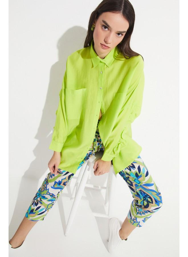جون قميص مودال بليند بأكمام مفصلة حصري لشهر يونيو - أخضر فاتح - Image 2