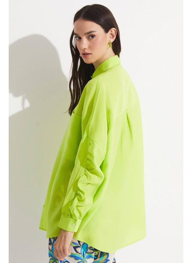 جون قميص مودال بليند بأكمام مفصلة حصري لشهر يونيو - أخضر فاتح - Image 3