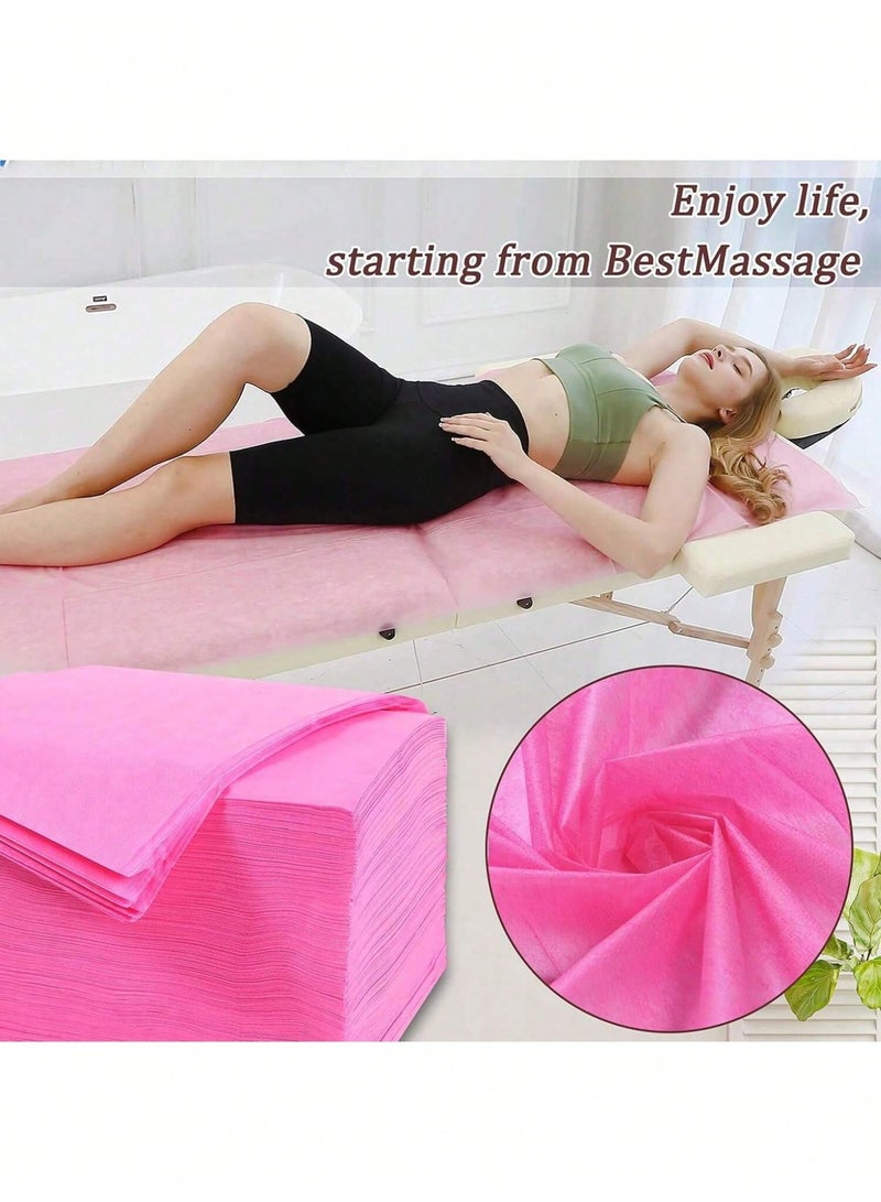 كيلا 100 قطعة شراشف سرير يمكن التخلص منها غير المنسوجة، مقاس 31 × 71 بوصة، قابلة للتنفس، مثالية للسبا، التدليك، الوشم، الفنادق، الصالونات والسفر، ألوان: أبيض، وردي، أزرق - Image 2