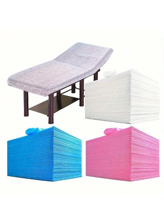 كيلا 100 قطعة شراشف سرير يمكن التخلص منها غير المنسوجة، مقاس 31 × 71 بوصة، قابلة للتنفس، مثالية للسبا، التدليك، الوشم، الفنادق، الصالونات والسفر، ألوان: أبيض، وردي، أزرق - Image 3