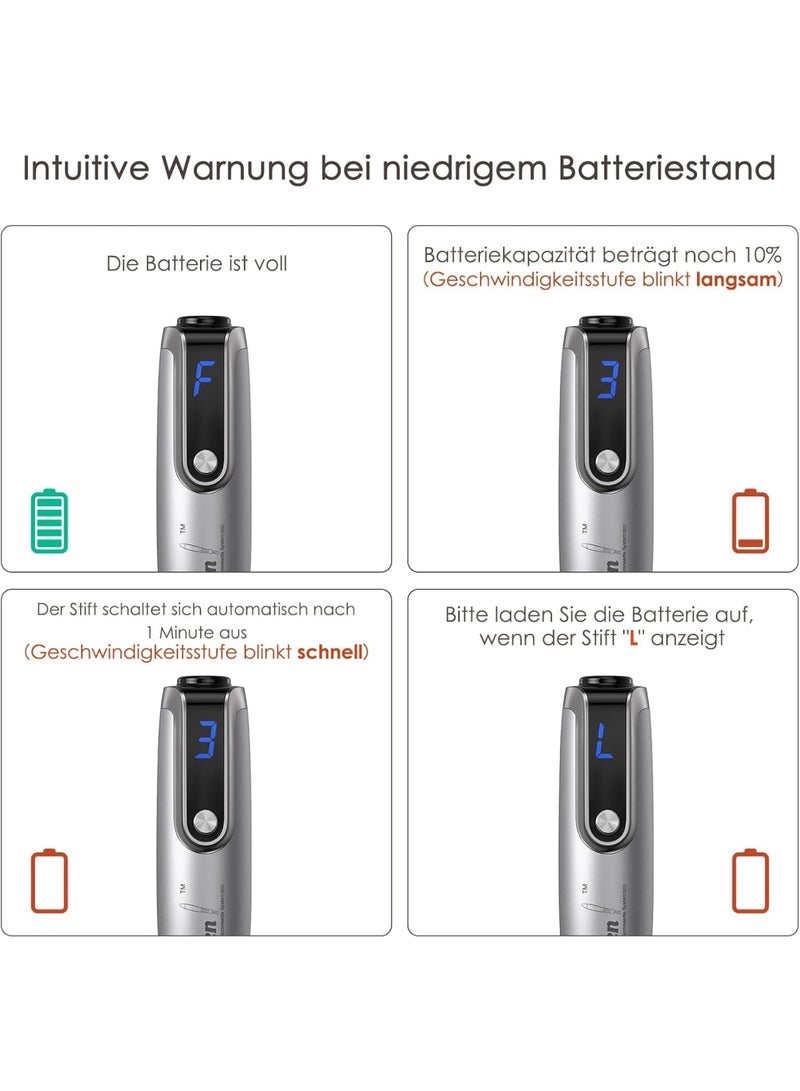 SOLARAE جهاز ديرما رولر القابل لإعادة الشحن، قلم ميكرونيدل كهربائي احترافي قابل للتعديل من 0-2.5 مم مع 10 خرطوشات بديلة وشاشة LCD، هدايا متعددة الوظائف للعناية بالبشرة للنساء