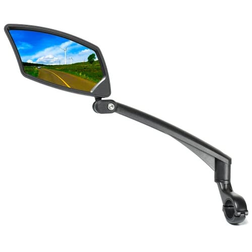 BriskMore Handlebar Bike Mirror, Scratch Resistant Glass Lens, Ajustable And Rotatable Safe Rearview Bicycle Mirror for Left Side BT-016L - Image 1