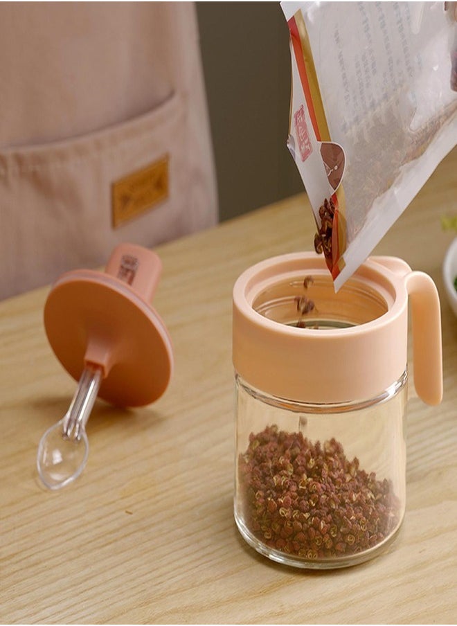 ZEESQUARE Spice Jar Condiment Pots Set Household Kitchen Glass Jar Salt Jar Tin Storage Container for Spice Pepper Salt  - Image 2