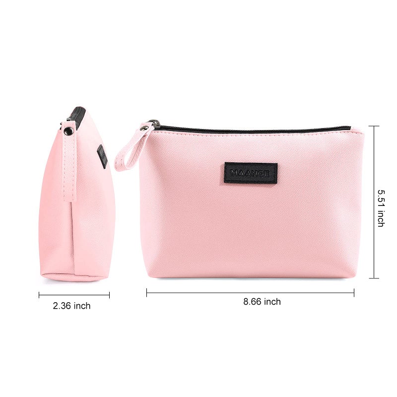 MAANGE Small Makeup Bag for Purse Travel Makeup Bag with Zipper Pu Leather Makeup Pouch Cosmetic Bags for Women Pink Make Up Bag for Travelling (Pink) - Image 5