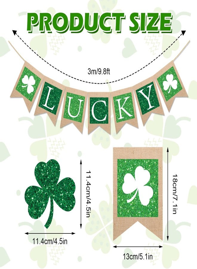 وولاين لافتات عيد القديس باتريك من والين، لافتة من الخيش اللامع، لافتة ورقية خضراء على شكل نفل، زينة ريفية جاهزة للتعليق في حفلات الأعياد الأيرلندية، لوازم حفلات منزلية - Image 2