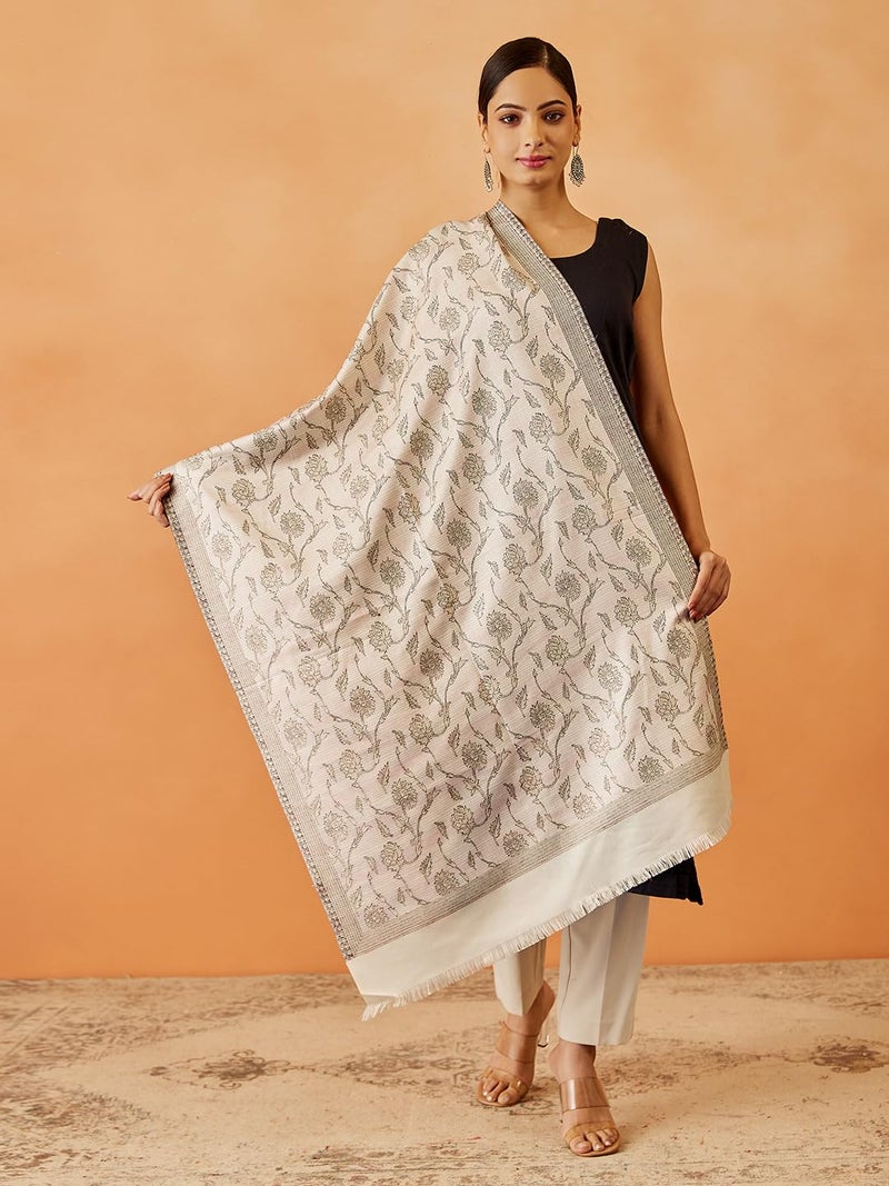 Pashmoda Women Gul-e-Mohabbat Kaani Wool Blend Stole, Shawl, Scarf, Luxury Pashmina Evening Wrap (Size 28X80 inches) - Image 3