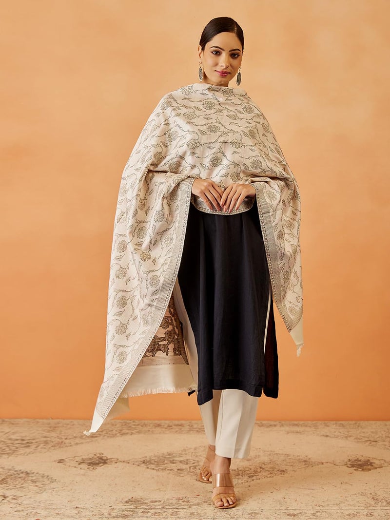 Pashmoda Women Gul-e-Mohabbat Kaani Wool Blend Stole, Shawl, Scarf, Luxury Pashmina Evening Wrap (Size 28X80 inches) - Image 5