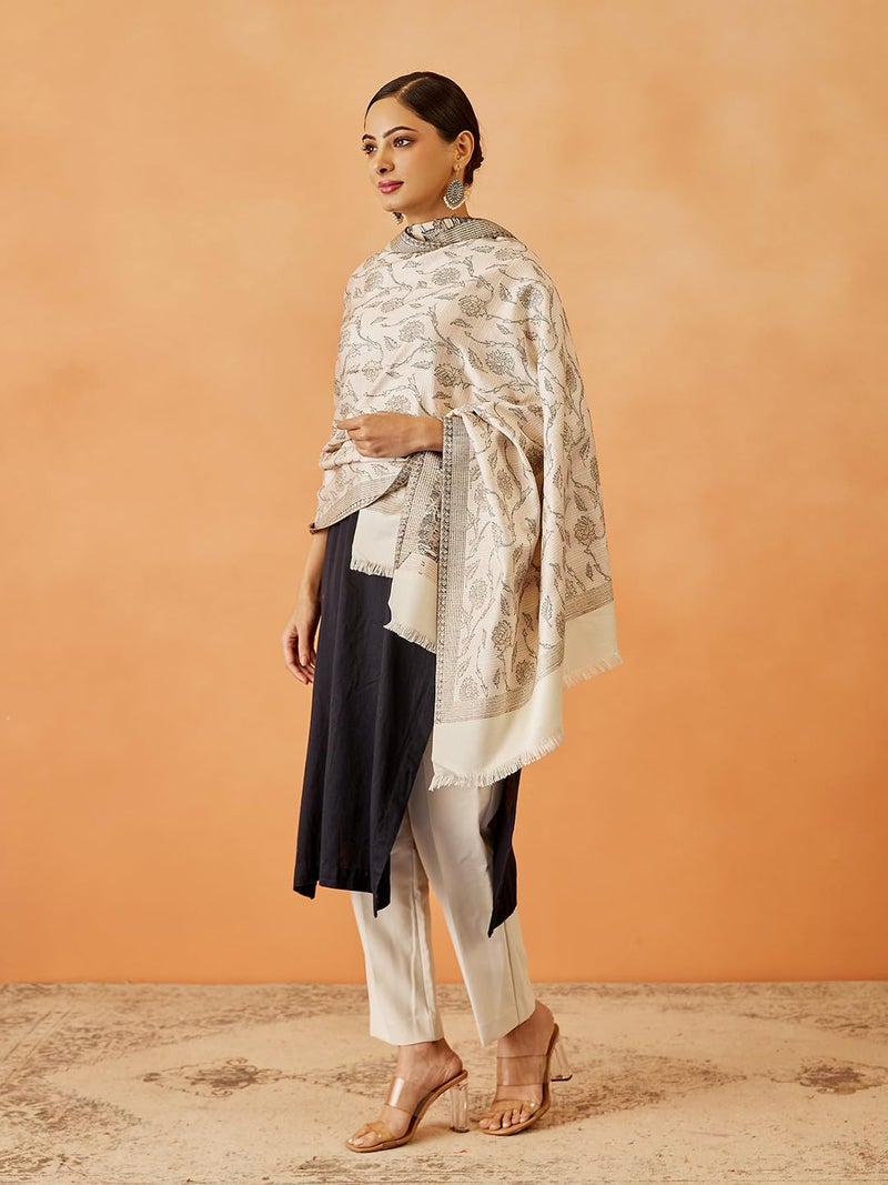 Pashmoda Women Gul-e-Mohabbat Kaani Wool Blend Stole, Shawl, Scarf, Luxury Pashmina Evening Wrap (Size 28X80 inches) - Image 2