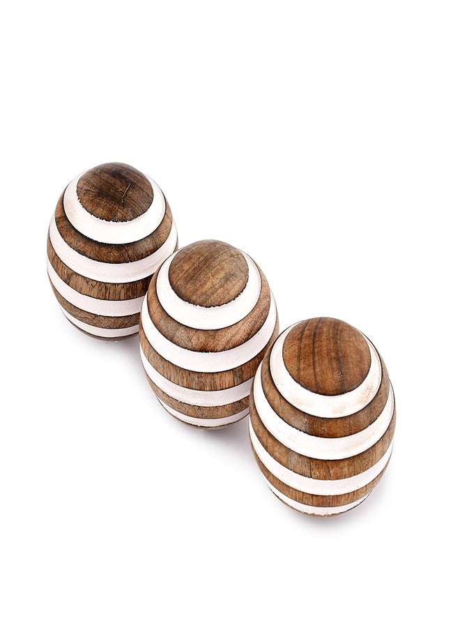 NIRMAN Decorative Balls Mango Wood for Centerpiece or Individual Use Ideal for Use in Living, Dining Room, Coffee Table (3" x 3" x 3"), (Set of 3) - Image 2
