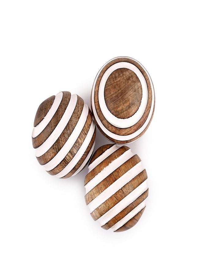 NIRMAN Decorative Balls Mango Wood for Centerpiece or Individual Use Ideal for Use in Living, Dining Room, Coffee Table (3" x 3" x 3"), (Set of 3) - Image 3