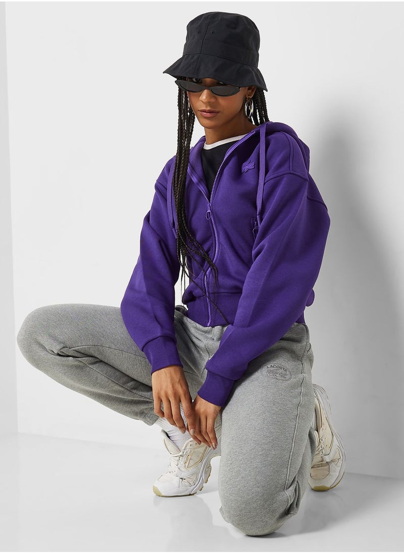 LACOSTE - Zip Through Knitted Hoodie - Image 1