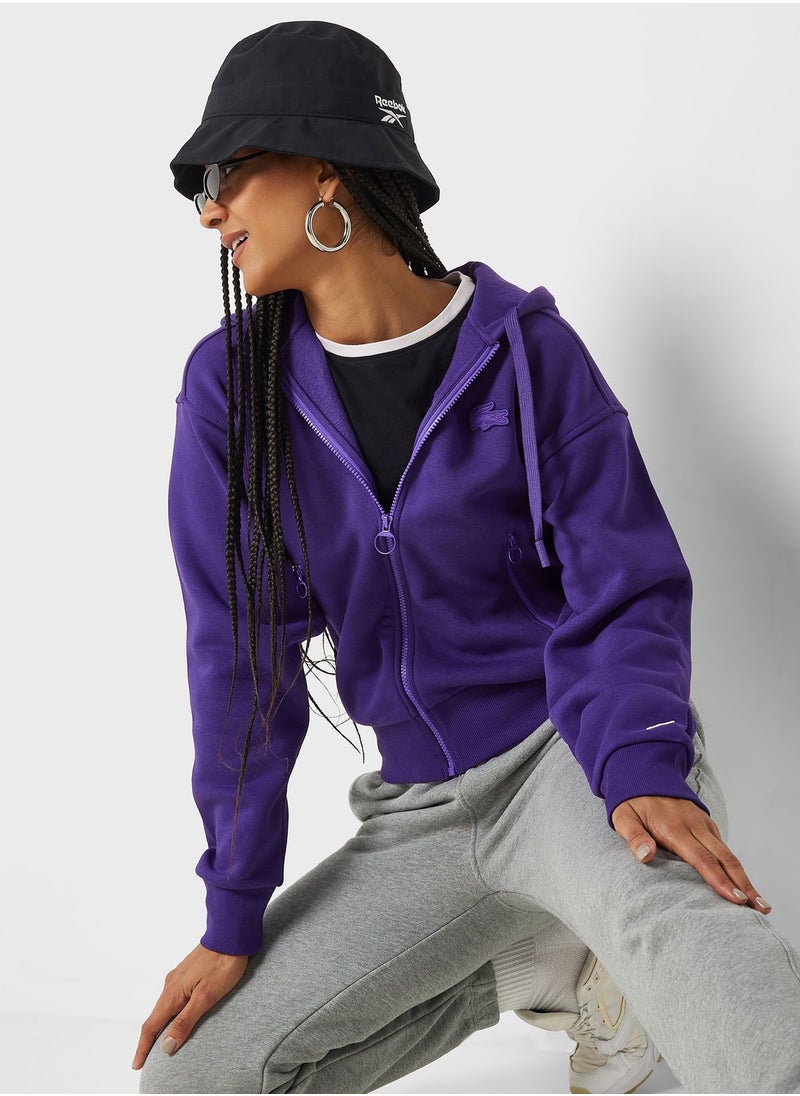 LACOSTE - Zip Through Knitted Hoodie - Image 1