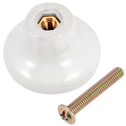 SINJEUN 35 PCS White Cabinet Knobs, Ceramic Door Knobs Pull, Round Drawer Knobs with M4 Screws, Pull Handle Knobs for Kitchen Cabinet, Office Cupboard, Bathroom Dresser - Image 3