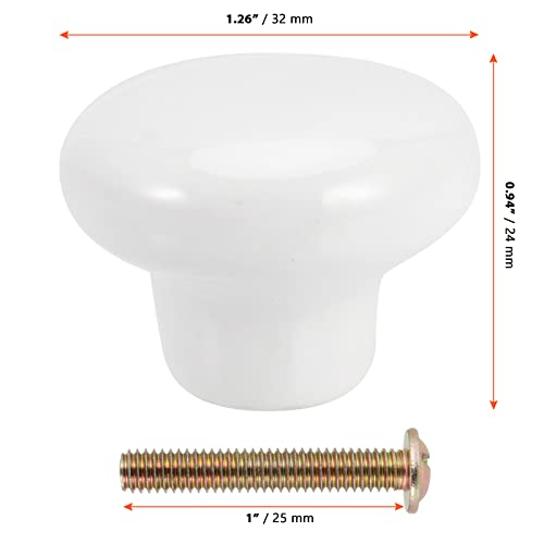 SINJEUN 35 PCS White Cabinet Knobs, Ceramic Door Knobs Pull, Round Drawer Knobs with M4 Screws, Pull Handle Knobs for Kitchen Cabinet, Office Cupboard, Bathroom Dresser - Image 2