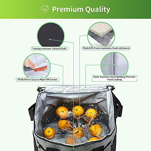 iknoe Large Cooler Bag Collapsible 24 Can Insulated Bags Leakproof Lunch Cooler Tote with Multi-Pockets for Adult Insulated Thermal Bag for Beach, Picnic, Office Work, Grey - Image 4