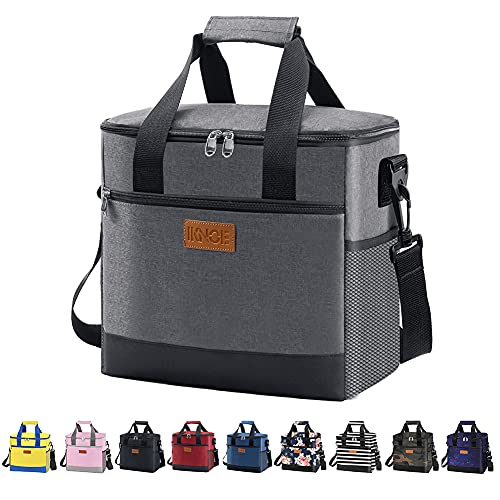 iknoe Large Cooler Bag Collapsible 24 Can Insulated Bags Leakproof Lunch Cooler Tote with Multi-Pockets for Adult Insulated Thermal Bag for Beach, Picnic, Office Work, Grey - Image 1