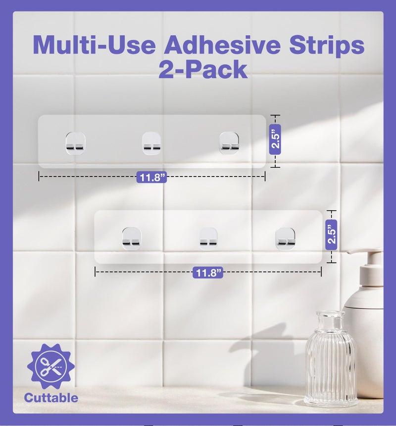 KINCMAX 2-Pack Strong Sticky Waterproof Heavy-Duty Wall Adhesives, Shower Caddy Adhesive Replacement Stickers, No-Trace Wall Adhesives Hook Strip for Shower Caddy, Kitchen Racks, Bathroom Shelf - Image 3