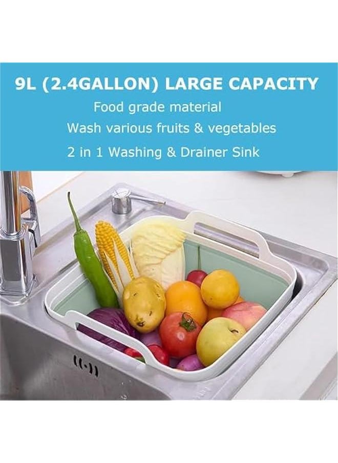 HOOKOR 2.4 Gal(9L) Collapsible Dish Basin with Drain Plug,Space Saving Multiuse Foldable Sink Tub,Dishpan,Kitchen Sink for Camping,Plastic Tub,Vegetable Washing,RV,Beverage Tubs,Green,(44-2)  - Image 5