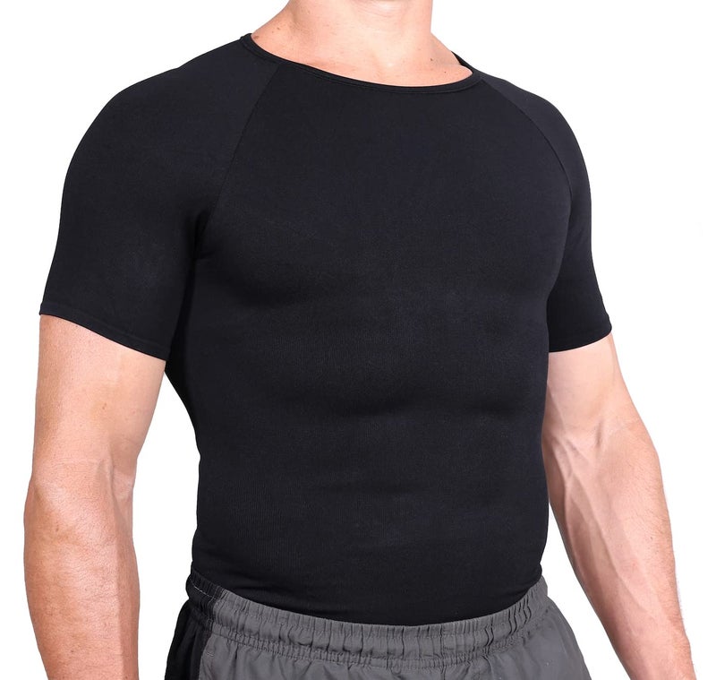 Esteem Apparel Men's Compression Shirt to Hide Gynecomastia Moobs Abs Chest Stomach Slimming Shapewear (Black, Small) - Image 5