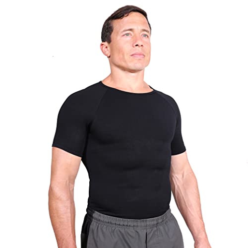 Esteem Apparel Men's Compression Shirt to Hide Gynecomastia Moobs Abs Chest Stomach Slimming Shapewear (Black, Small) - Image 2
