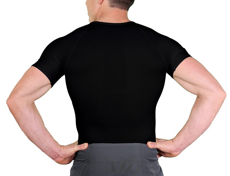 Esteem Apparel Men's Compression Shirt to Hide Gynecomastia Moobs Abs Chest Stomach Slimming Shapewear (Black, Small) - Image 3