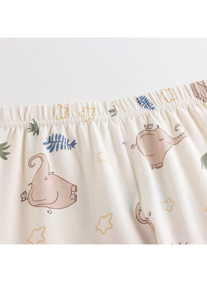 Threegun Kids Class A Soft Stretch Cotton Crew Neck Printed Boys Girls Underwear Set Cute Elephant 140 - Image 2