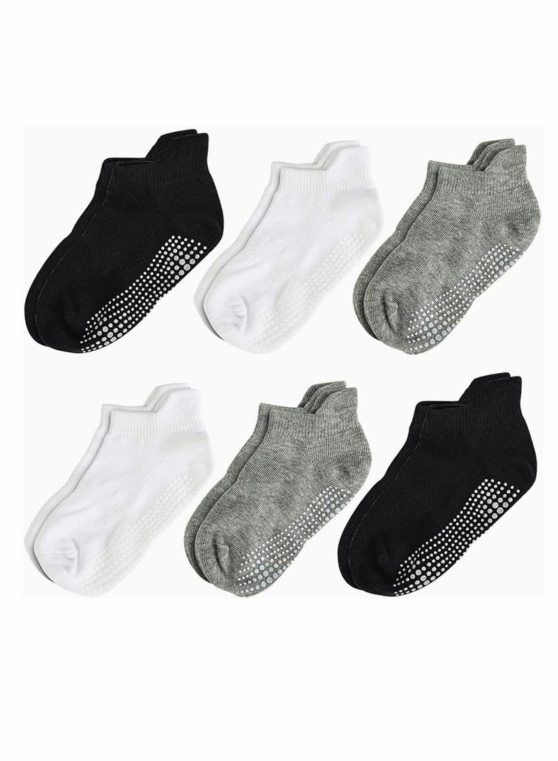 Excefore Baby Non-Skid Socks, Unisex Cotton Half Cushion Grip Ankle Socks Infants and Toddlers with Non Skid Soles for Kids Boys Girls（12 Pair Pack,S）  - Image 1