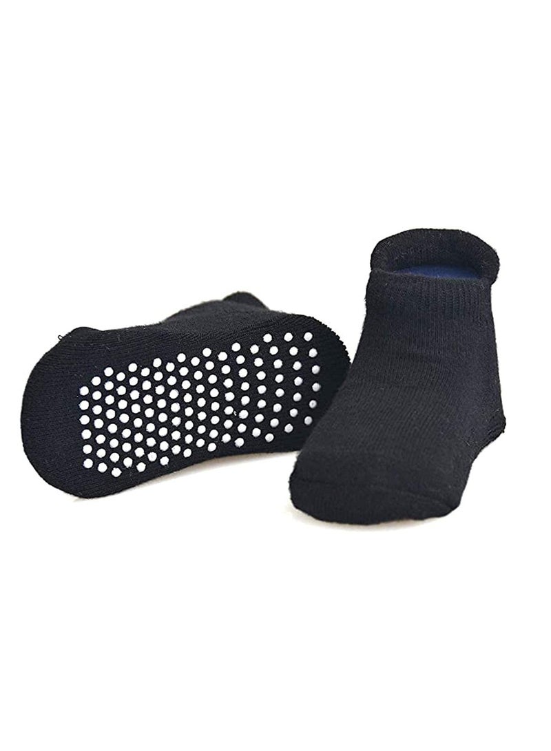 Excefore Baby Non-Skid Socks, Unisex Cotton Half Cushion Grip Ankle Socks Infants and Toddlers with Non Skid Soles for Kids Boys Girls（12 Pair Pack,S）  - Image 5