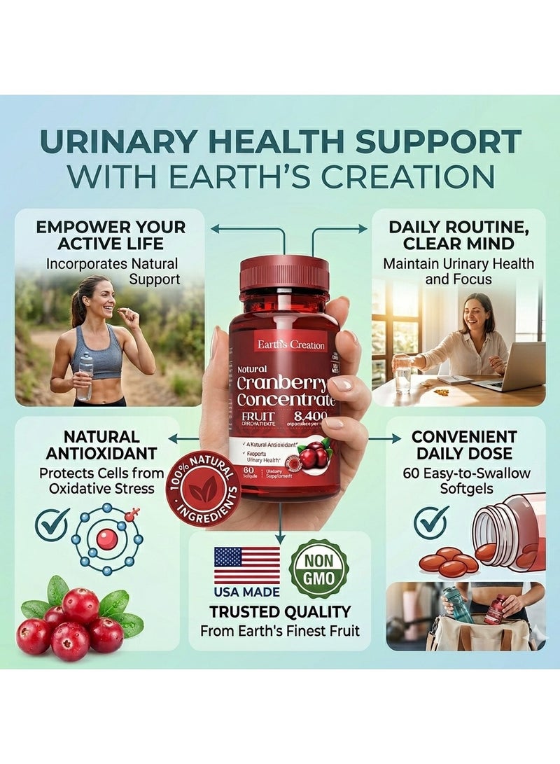 Earth's Creation Cranberry Concentrate 8400 Equivalent UTI Prevention, Urinary Health & Antioxidant Boost - Image 2