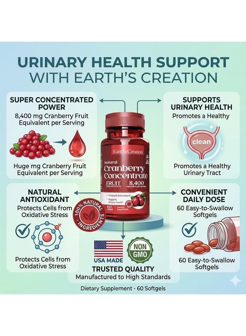 Earth's Creation Cranberry Concentrate 8400 Equivalent UTI Prevention, Urinary Health & Antioxidant Boost - Image 3