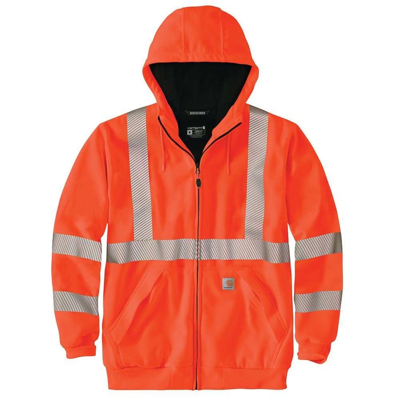 Carhartt HighVisibility Rain Defender Loose Fit Midweight ThermalLined FullZip Class 3 Sweatshirt