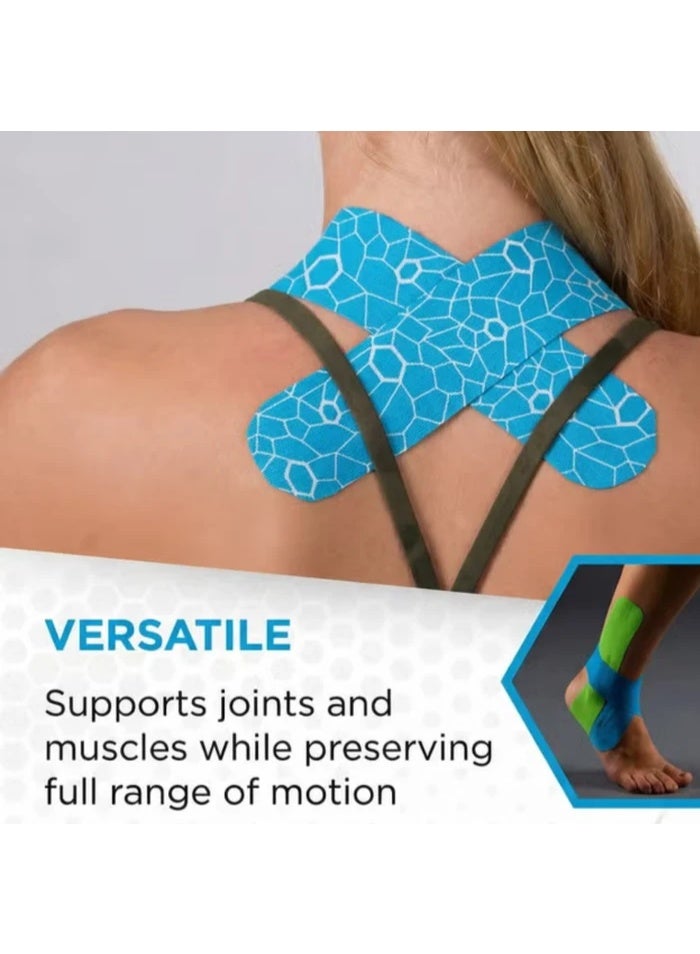 TheraBand Kinesiology Tape, Waterproof Physio Tape for Muscle & Joint Support with XactStretch Technology, Blue/Blue - Image 3
