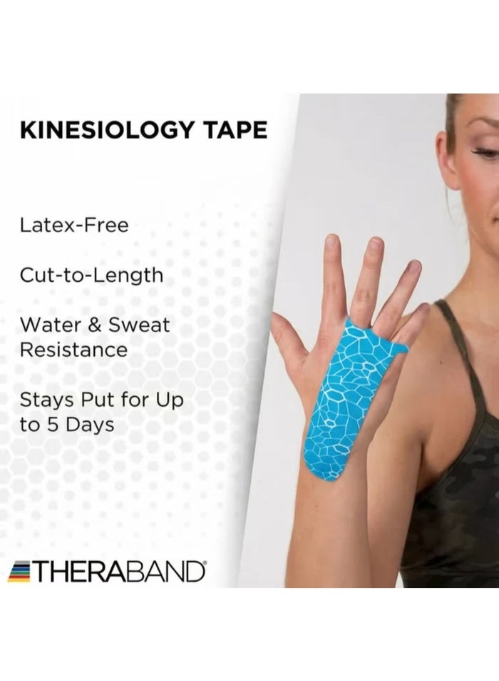 TheraBand Kinesiology Tape, Waterproof Physio Tape for Muscle & Joint Support with XactStretch Technology, Blue/Blue - Image 4
