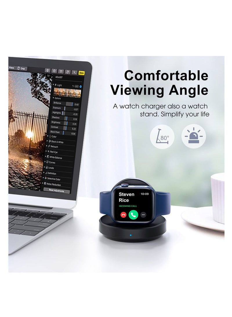 SYOSI Watch Charger Stand for Apple, Portable Magnetic Charging Dock for iWatch, Wireless Charging Station with Apple Watch Series 7 SE 6 5 4 3 2, Support Nightstand Mode - Image 3