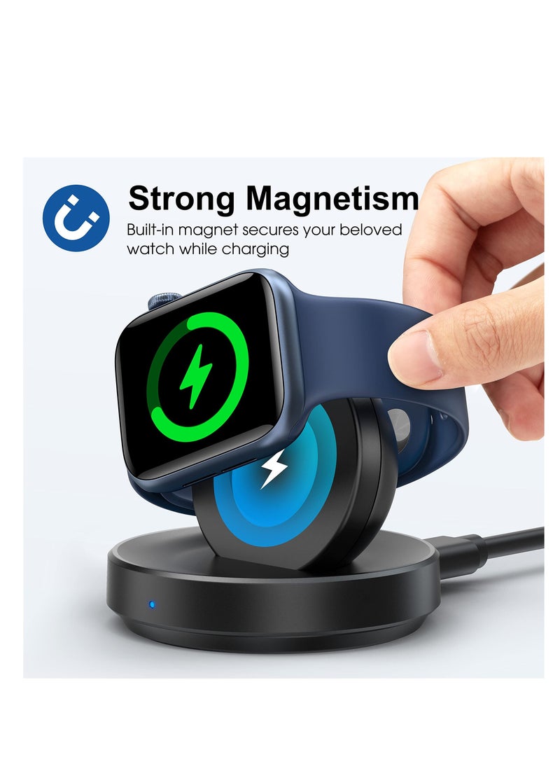 SYOSI Watch Charger Stand for Apple, Portable Magnetic Charging Dock for iWatch, Wireless Charging Station with Apple Watch Series 7 SE 6 5 4 3 2, Support Nightstand Mode - Image 5