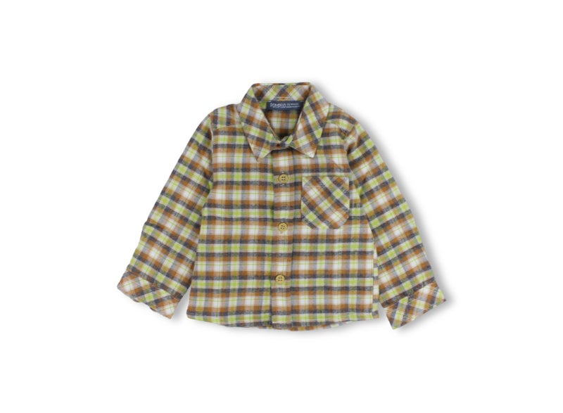 Pompelo Baby Boys Long-Sleeved Shirt – Brown - Image 1